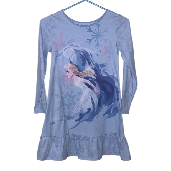 Disney Collection Frozen Elsa Winter Themed Long Sleeve Nightgown Girls 7/8 - Picture 1 of 5